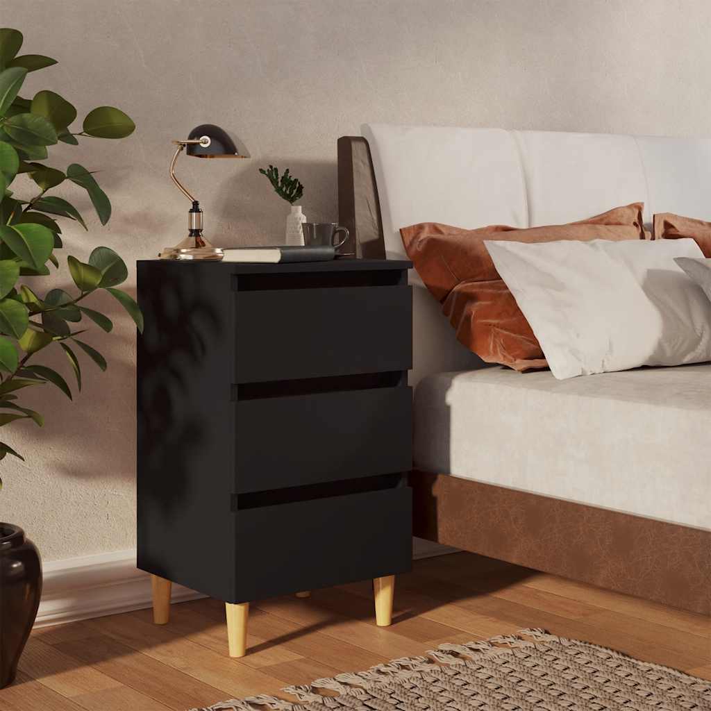 vidaXL Nightstand with Solid Wood Legs 40x35x69 cm White