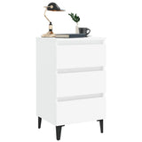 vidaXL Nightstand with metal legs 40x35x69 cm white