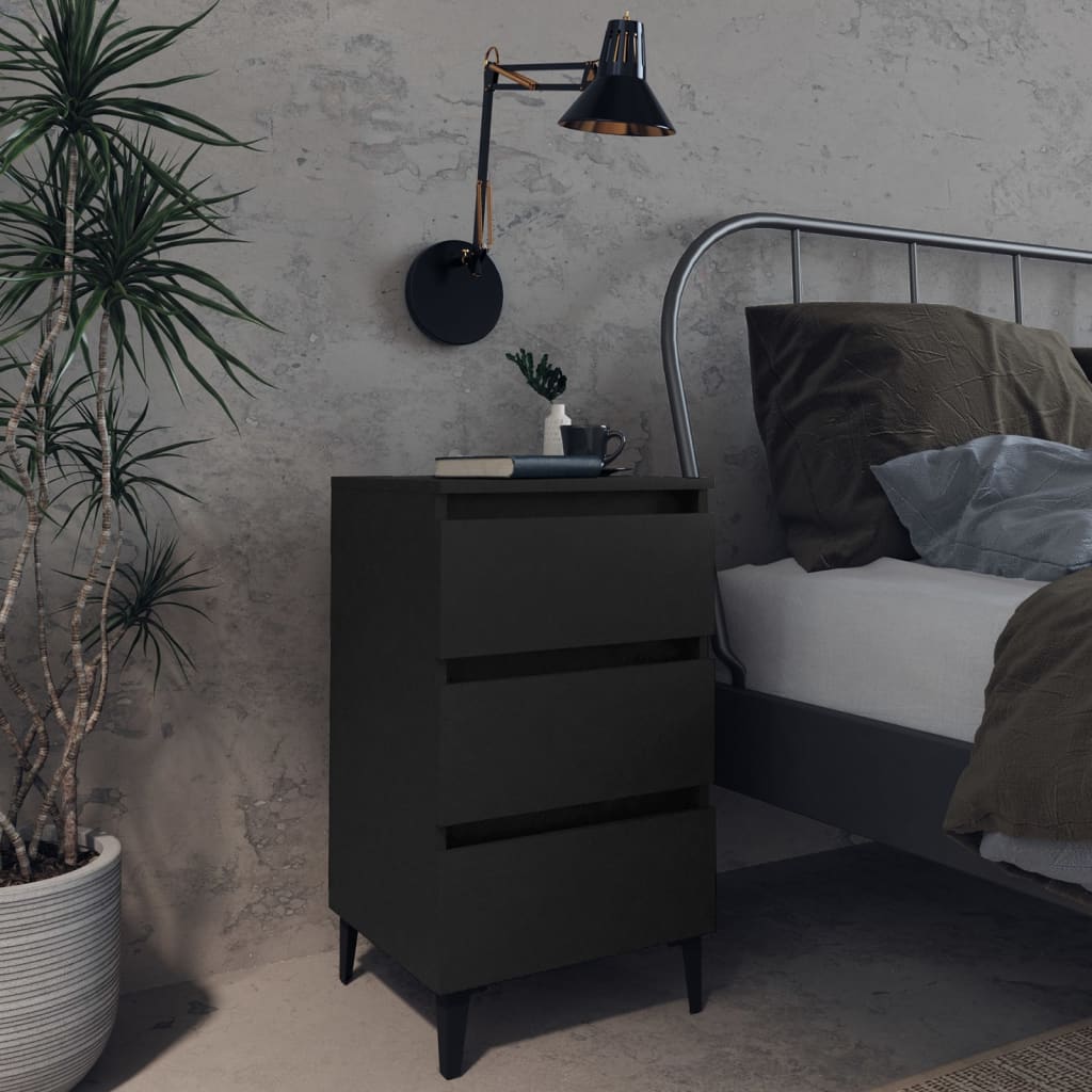 vidaXL Nightstand with metal legs 40x35x69 cm white