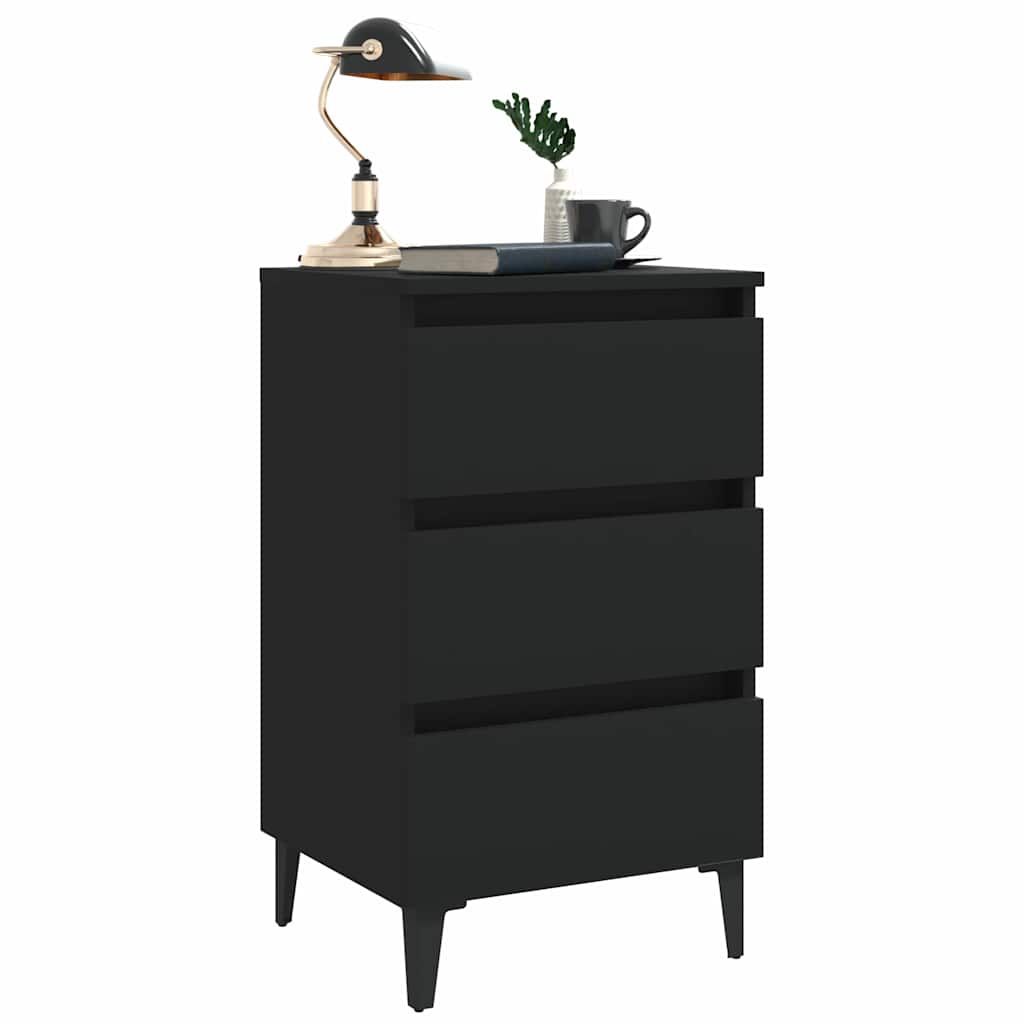 vidaXL Nightstand with metal legs 40x35x69 cm white