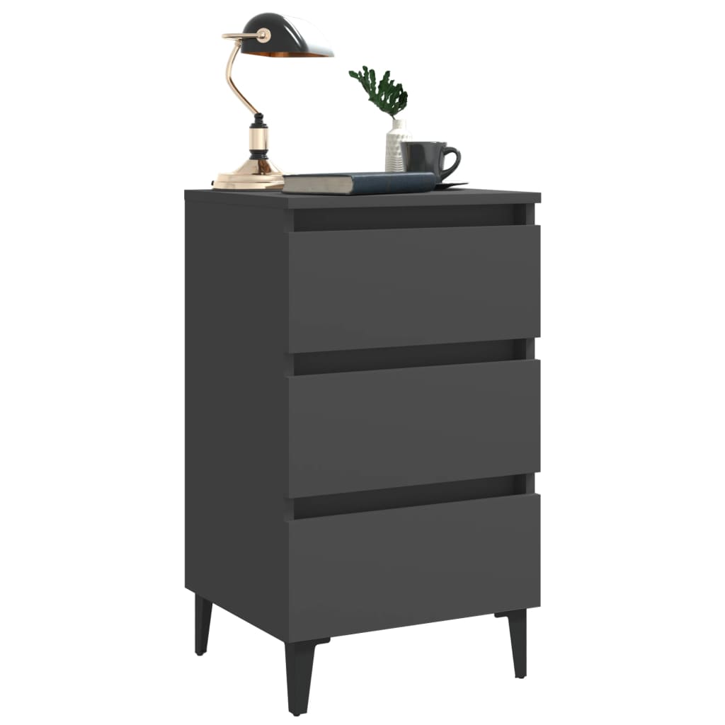 vidaXL Nightstand with metal legs 40x35x69 cm white