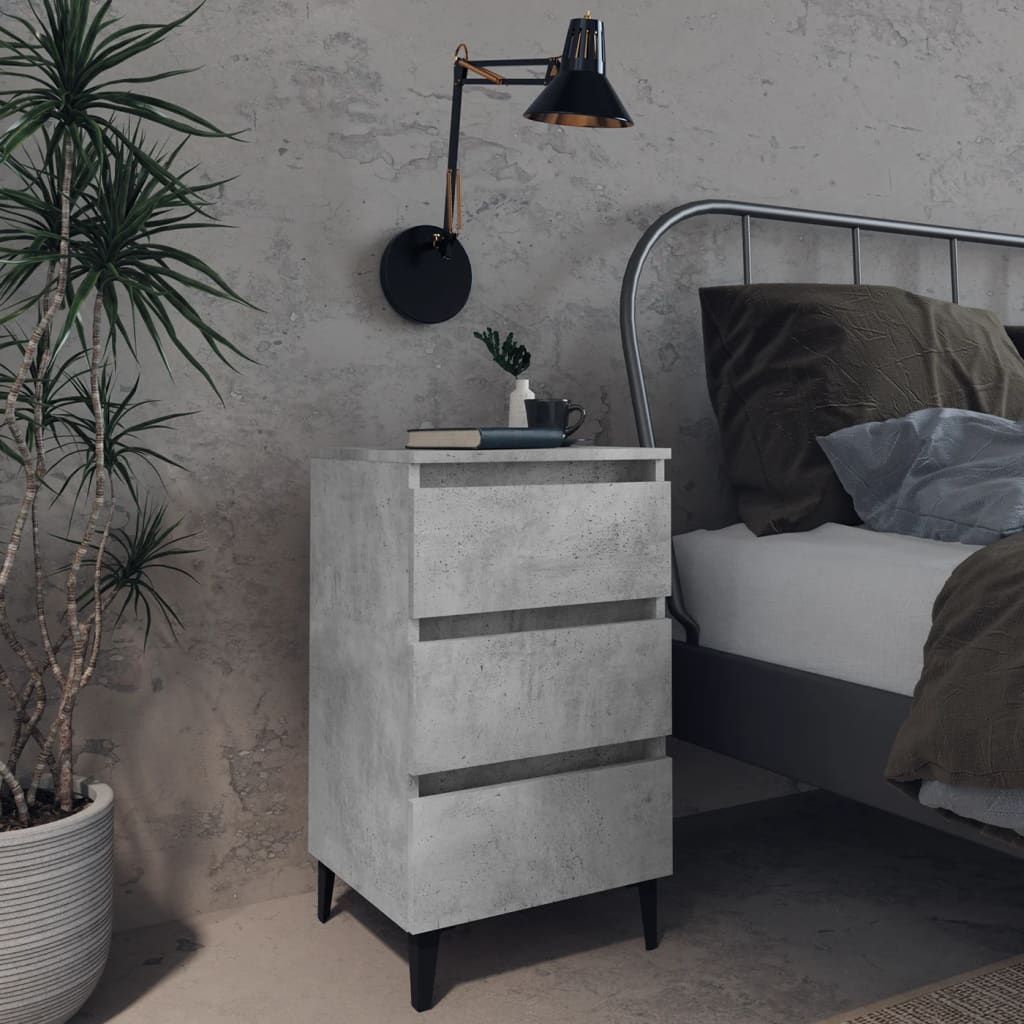 vidaXL Nightstand with metal legs 40x35x69 cm white