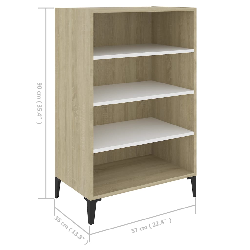 vidaXL Dressoir 57x35x90 cm bewerkt hout wit