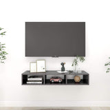 vidaXL Wall Shelf 102x30x17 cm Chipboard High Gloss Grey