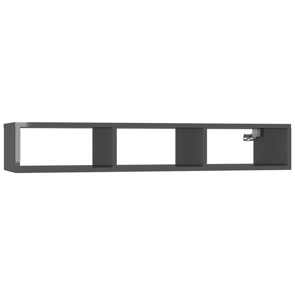 vidaXL Wall Shelf 102x30x17 cm Chipboard High Gloss Grey
