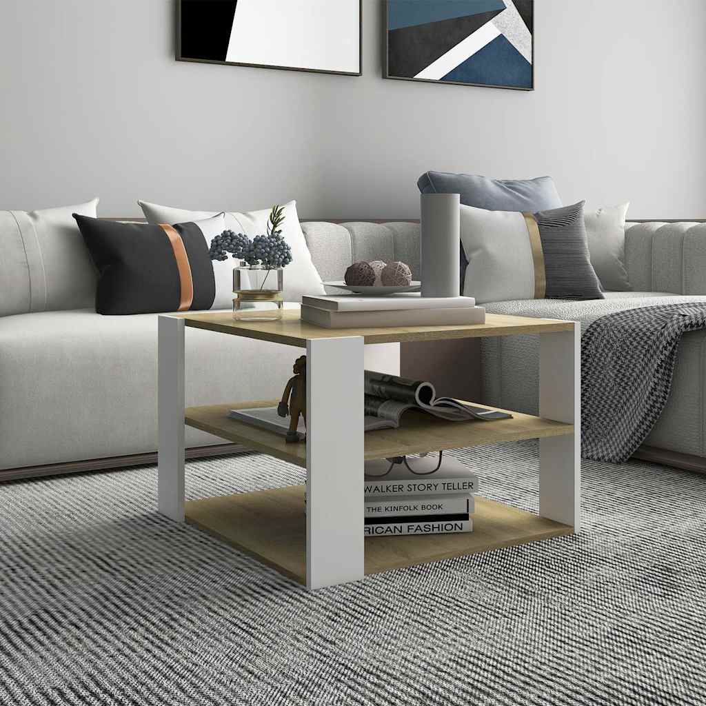 vidaXL Salontafel 60x60x40 cm bewerkt hout grijs