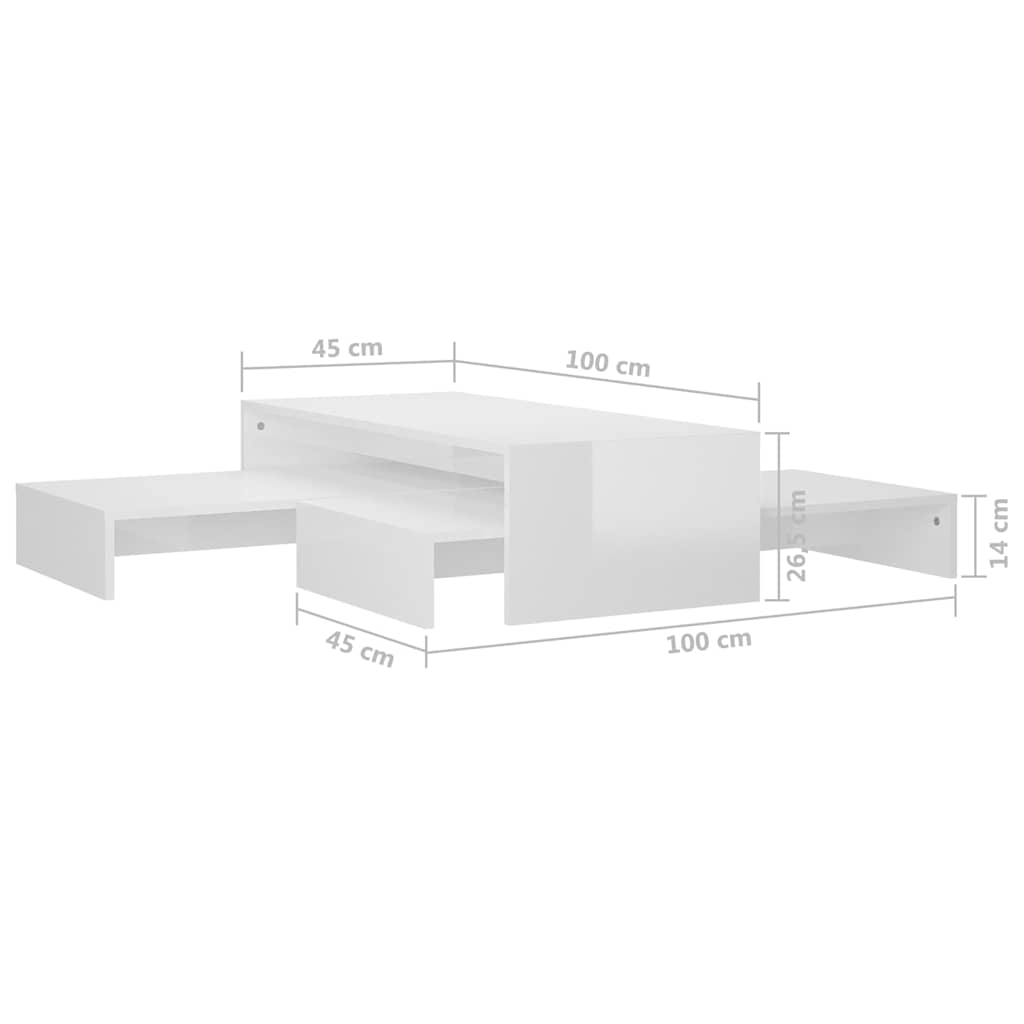 vidaXL Salontafelset 100x100x26,5 cm bewerkt hout grijs