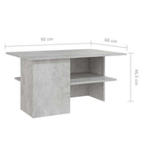 vidaXL Salontafel 90x60x46,5 cm bewerkt hout wit