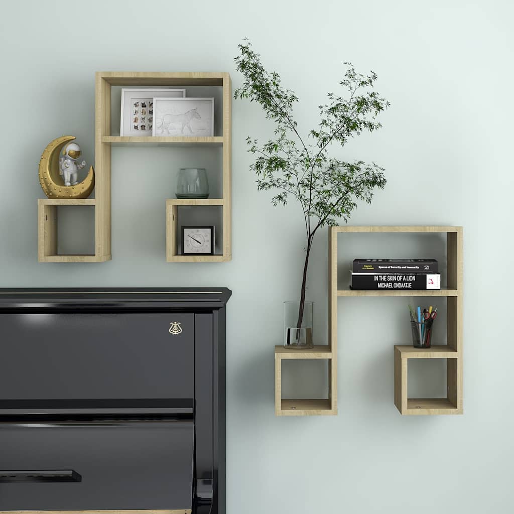 vidaXL Wandschappen 2 st 50x15x50 cm bewerkt hout wit