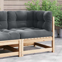 vidaXL Solid Pine Garden Corner Sofa with Grey Cushions