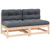 vidaXL Solid Pine Garden Corner Sofa with Grey Cushions