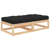 vidaXL Solid Pine Garden Corner Sofa with Grey Cushions