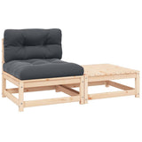 vidaXL Solid Pine Garden Corner Sofa with Grey Cushions