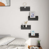vidaXL Wandschappen 4 st 40x11,5x18 cm hoogglans grijs