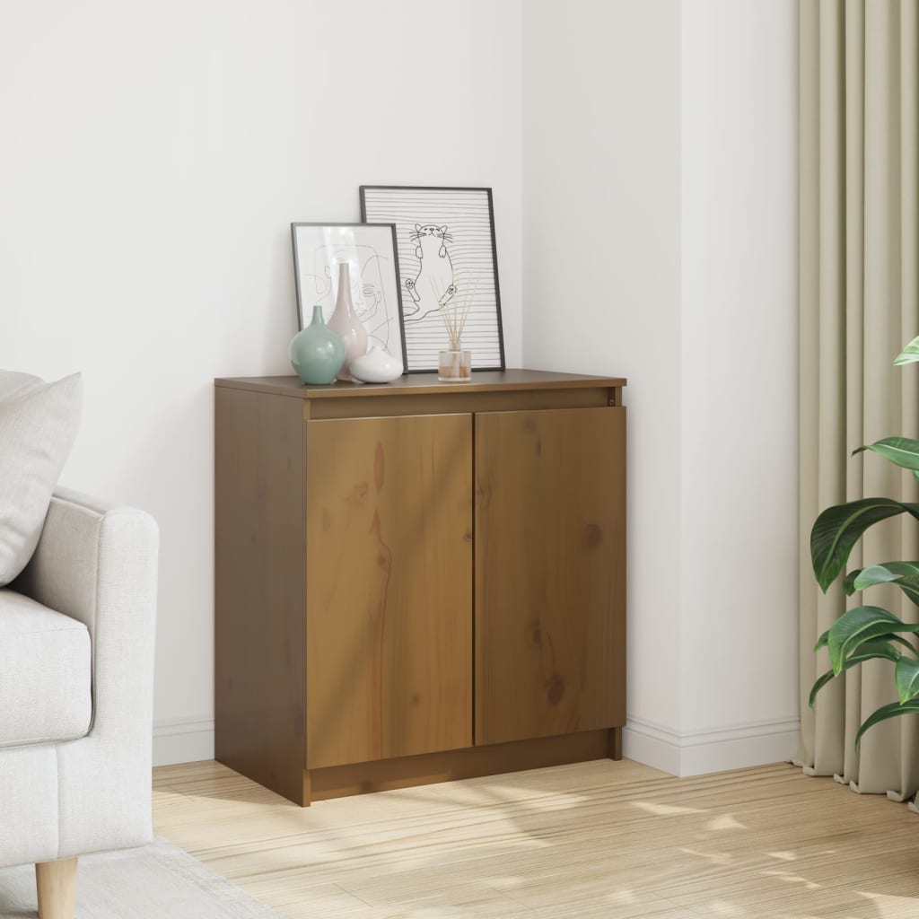 vidaXL Bijzetkast 60x36x65 cm massief grenenhout grijs