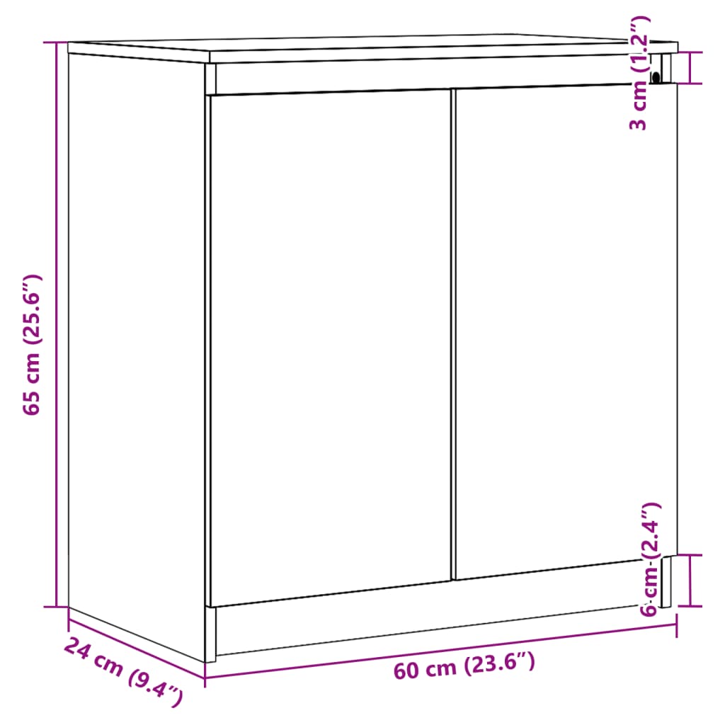 vidaXL Bijzetkast 60x36x65 cm massief grenenhout grijs