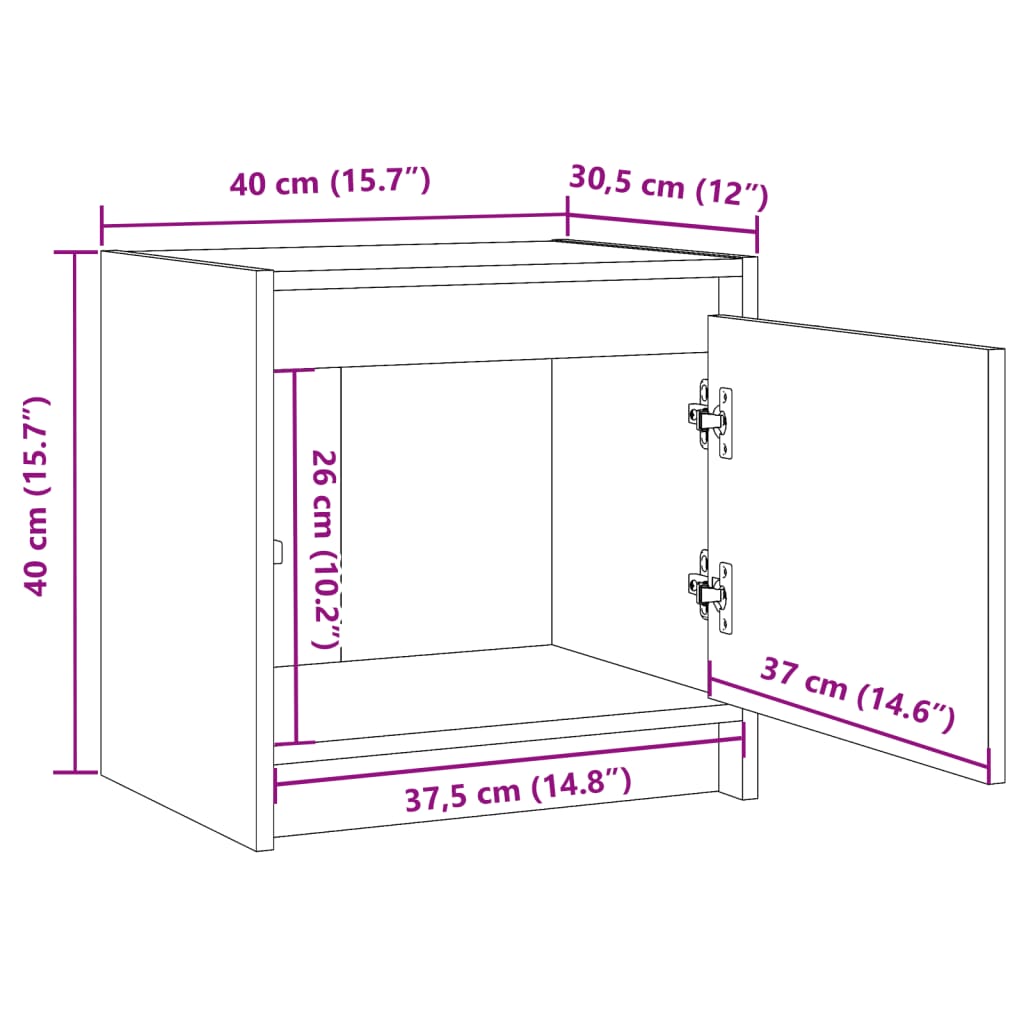 vidaXL Nachtkastje 40x30,5x40 cm massief grenenhout