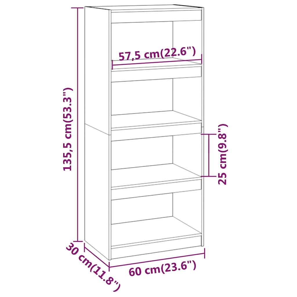 vidaXL Boekenkast/kamerscherm 60x30x71,5 cm massief grenenhout
