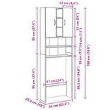 vidaXL Washing Machine Cabinet 64x25.5x190 cm white