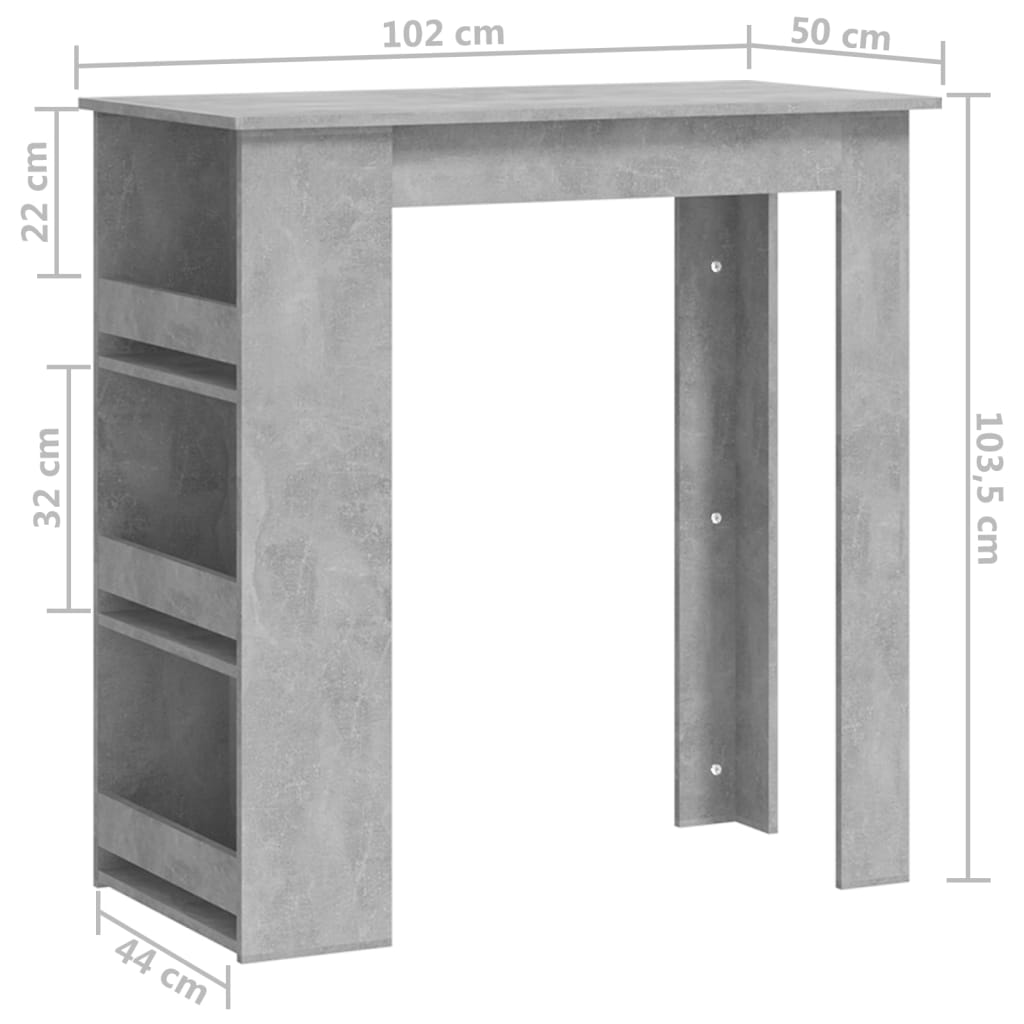 vidaXL Bartafel met opbergrek 102x50x103,5 cm bewerkt hout wit