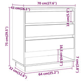 vidaXL Dressoir 70x41x75 cm bewerkt hout wit