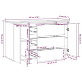 vidaXL Dressoir met 3 lades 120x41x75 cm bewerkt hout wit