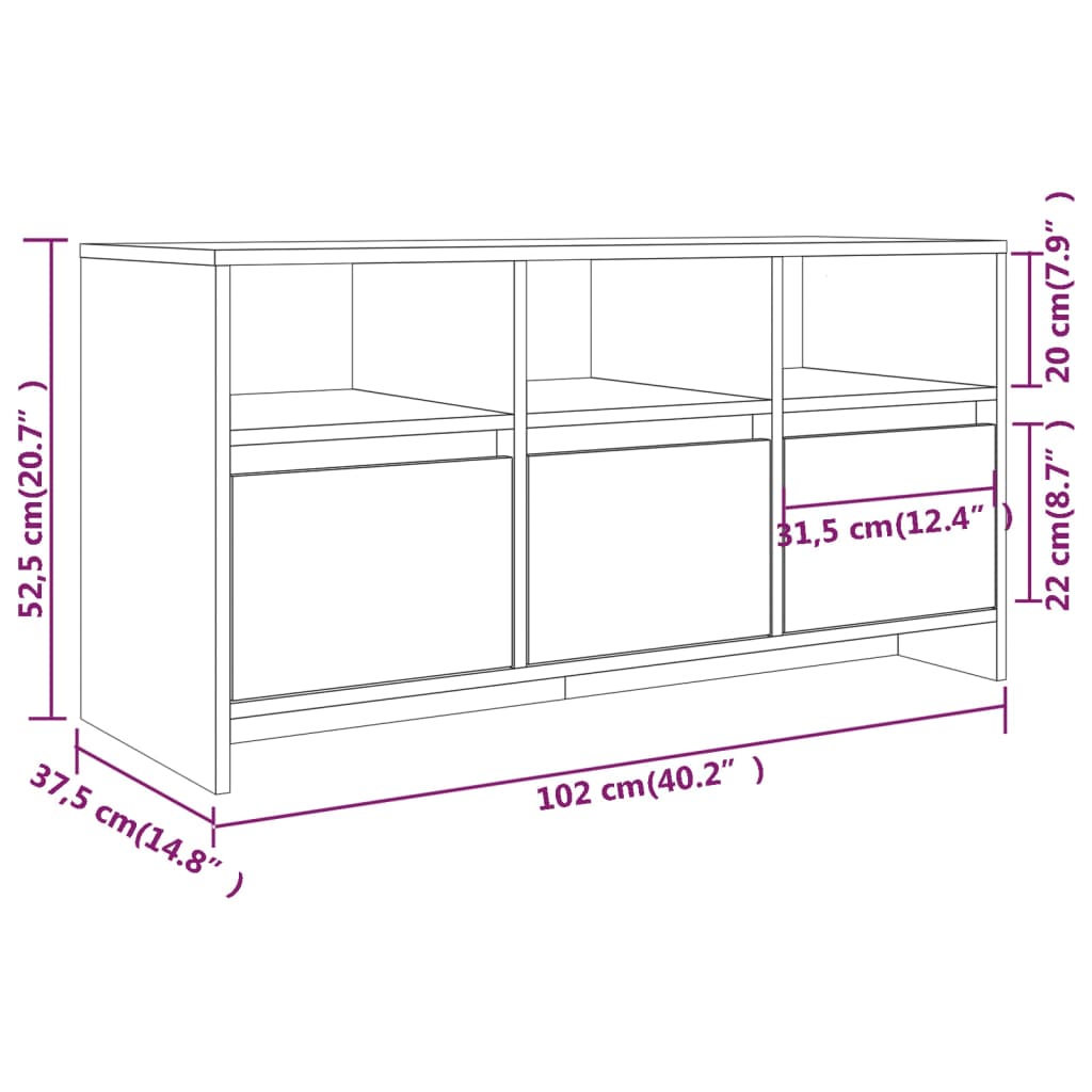 vidaXL TV Cabinet 102x37.5x52.5 cm Engineered Wood White
