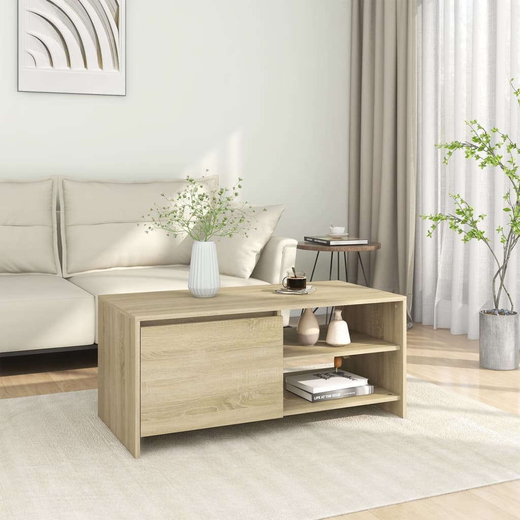 vidaXL Salontafel 102x50x45 cm bewerkt hout wit