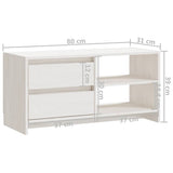 vidaXL Tv-meubel 80x31x39 cm massief grenenhout wit