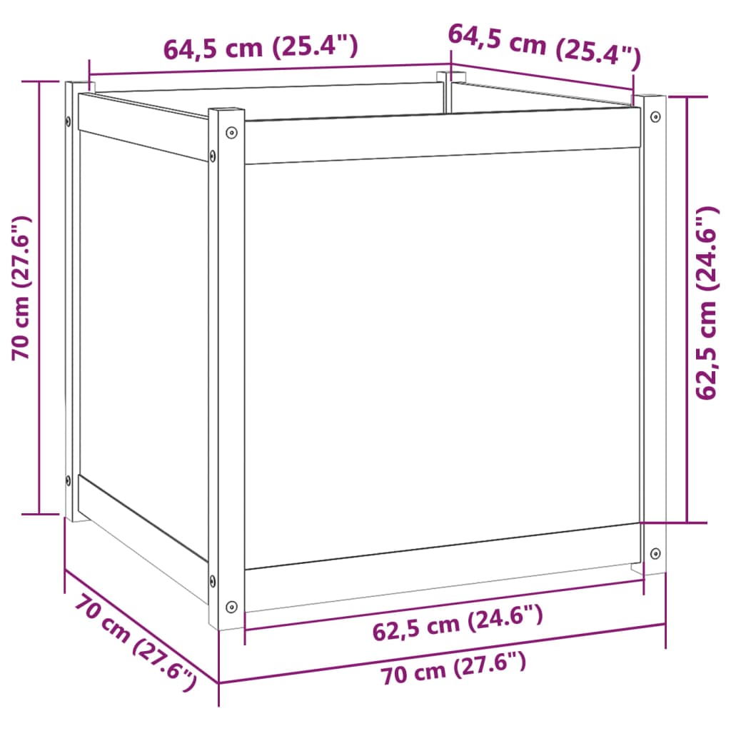 vidaXL Planter 70x70x70 cm solid pine wood