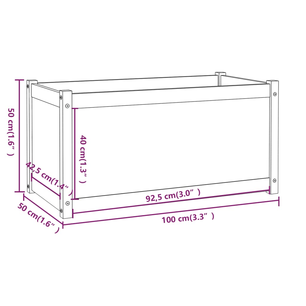 vidaXL Planter 100x50x50 cm solid pine wood