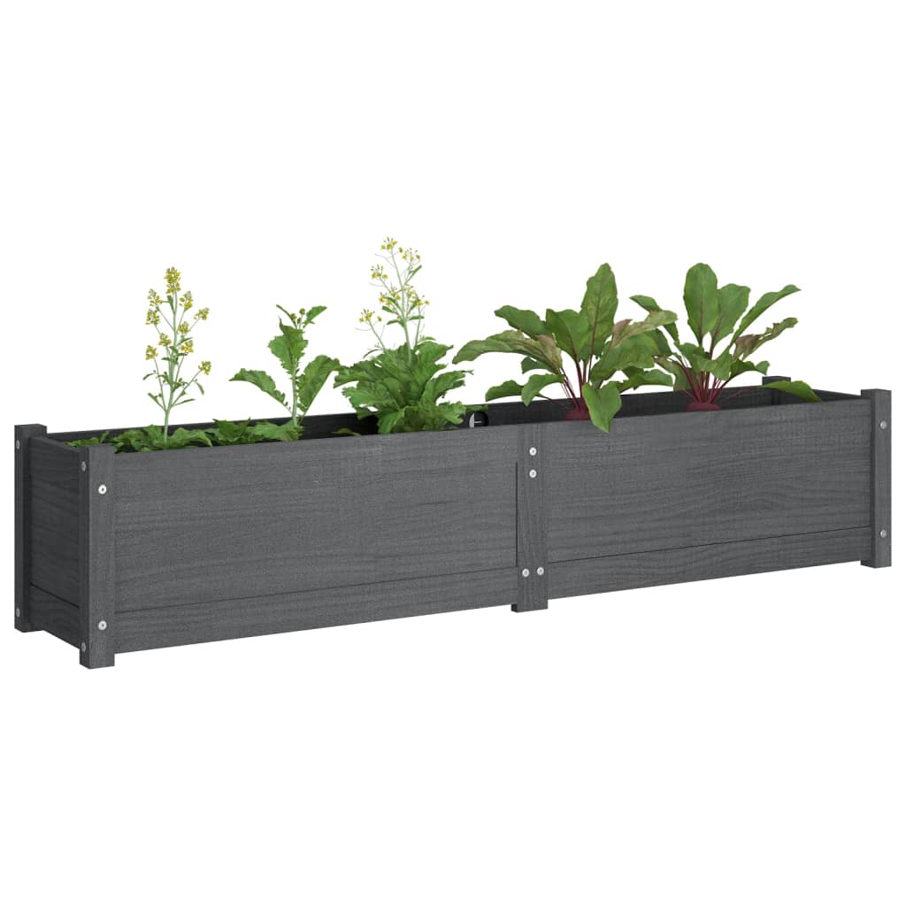 vidaXL Plantenbak verhoogd 150x31x31 cm massief grenenhout grijs
