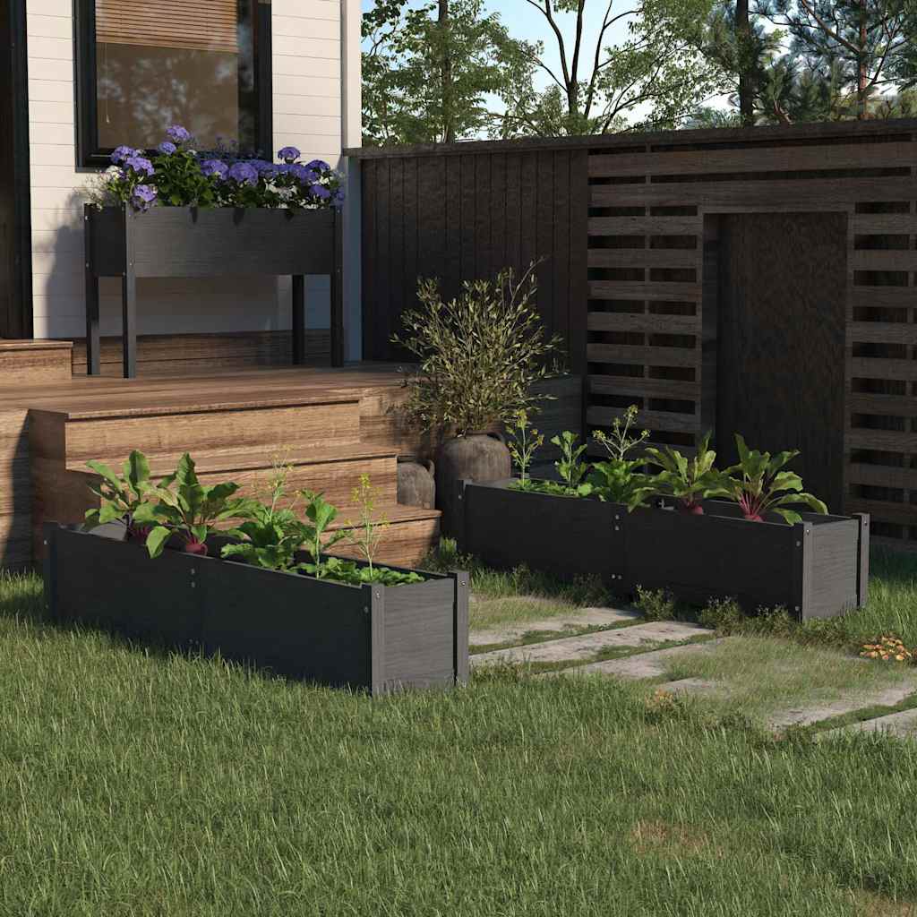 vidaXL Plantenbak verhoogd 150x31x31 cm massief grenenhout grijs