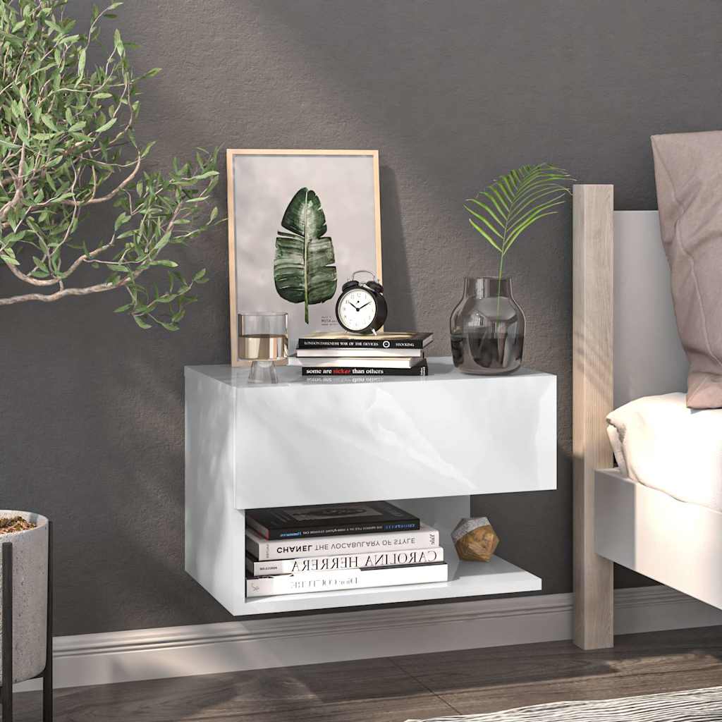 vidaXL Wall-Mounted Bedside Table White