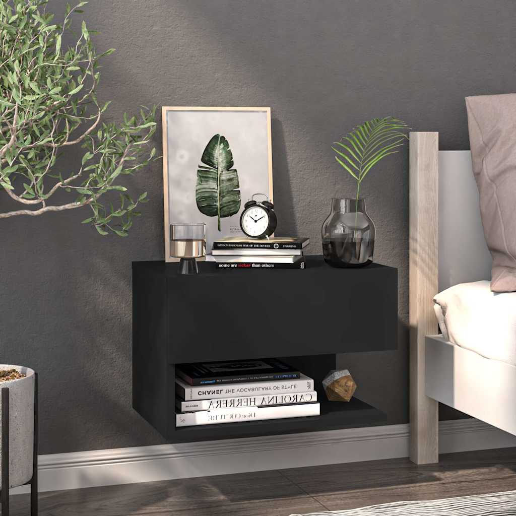 vidaXL Wall-Mounted Bedside Table White
