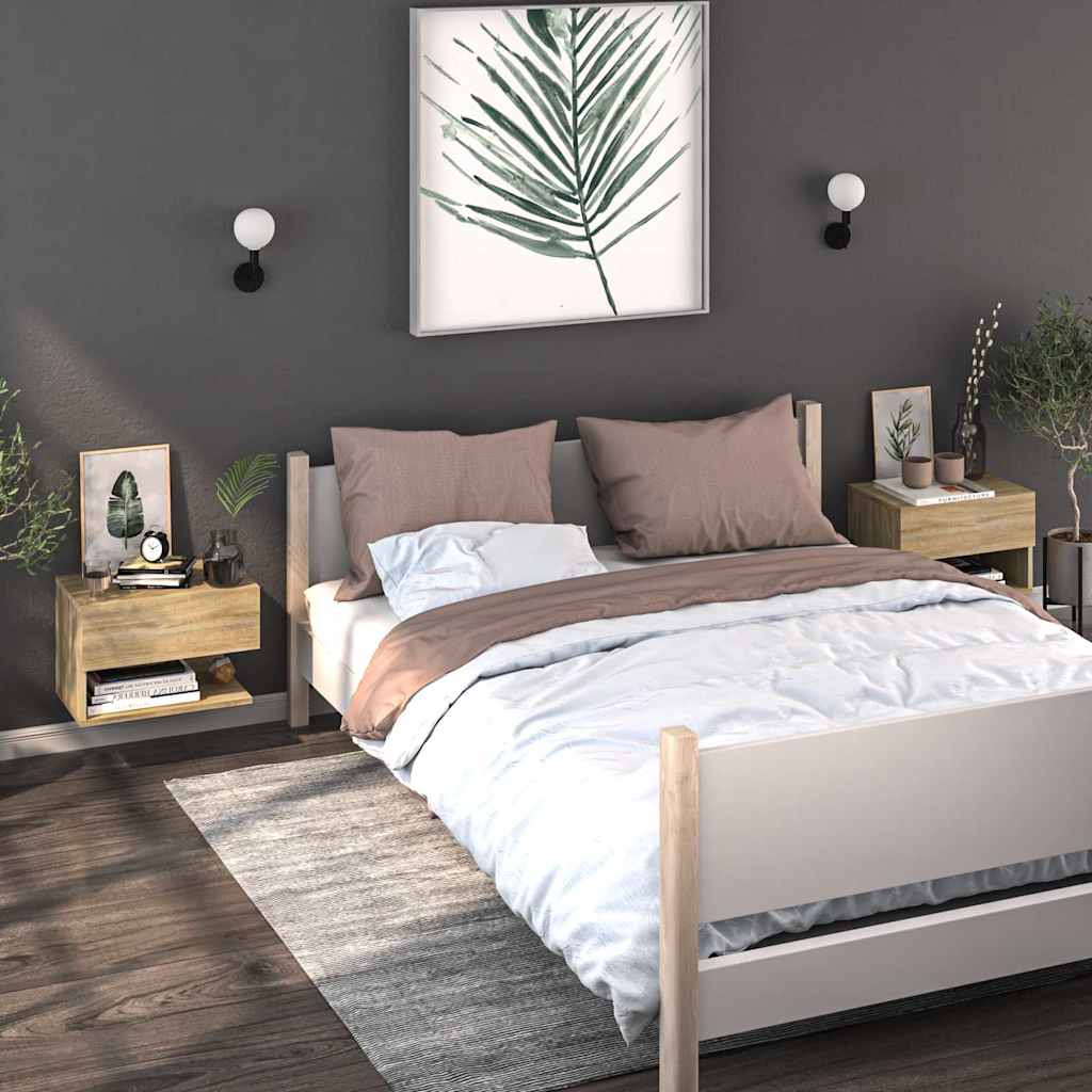 vidaXL Wall-Mounted Bedside Table White