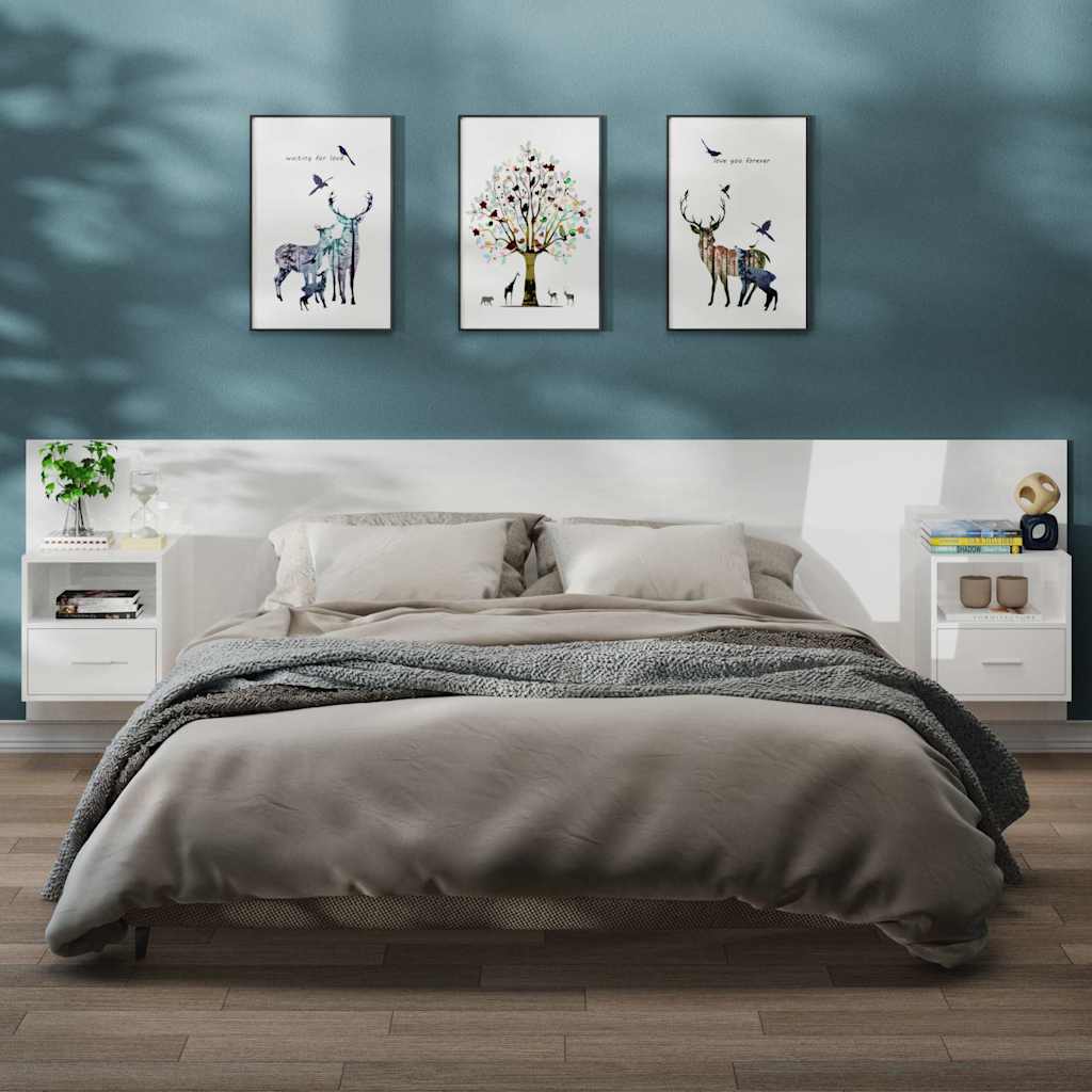 vidaXL Nachtkastjes 2 st wandgemonteerd wit
