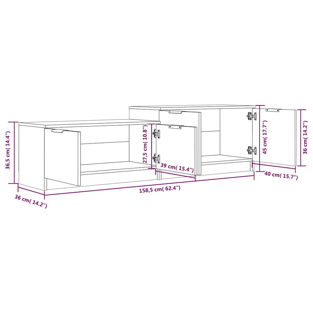 vidaXL Tv-meubel 158,5x36x45 cm bewerkt hout wit