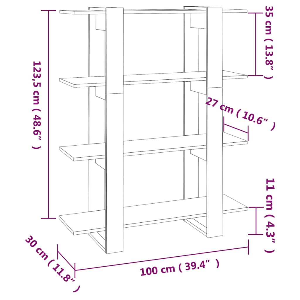 vidaXL Boekenkast/kamerscherm 100x30x123,5 cm wit