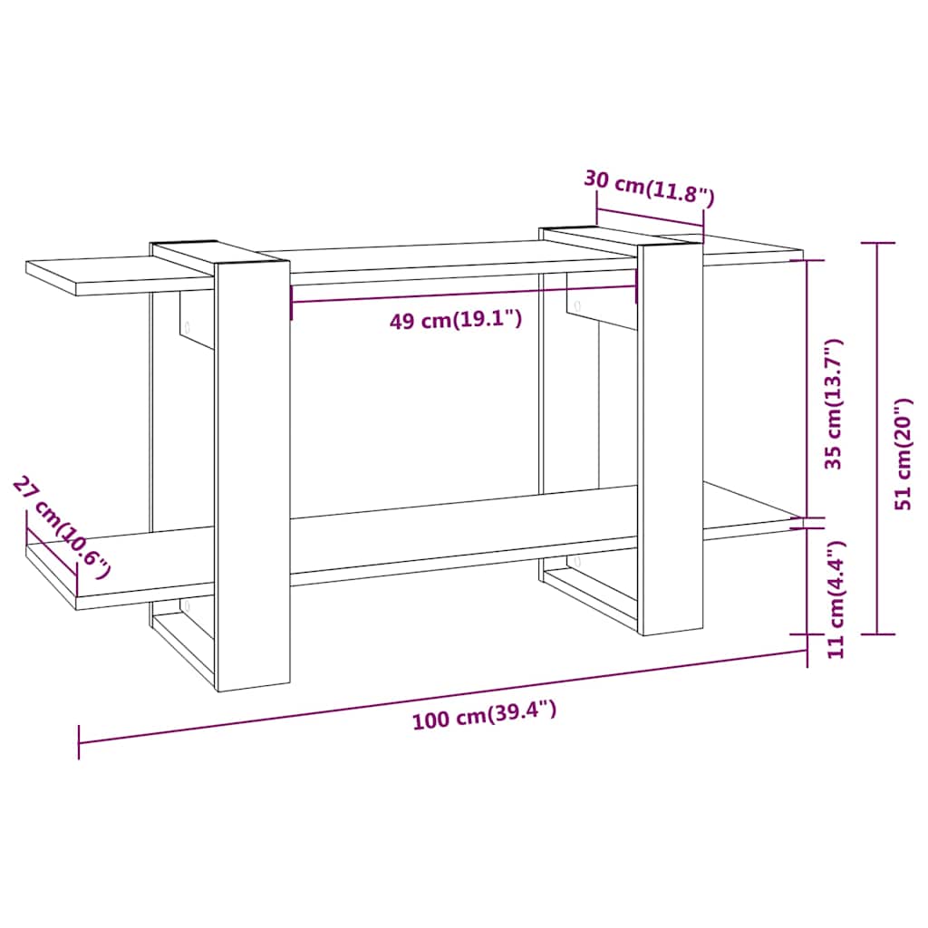 vidaXL Boekenkast 100x30x51 cm bewerkt hout wit