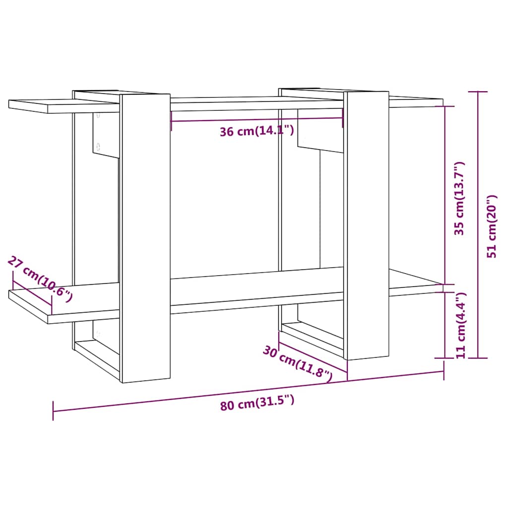 vidaXL Boekenkast/kamerscherm 80x30x51 cm wit
