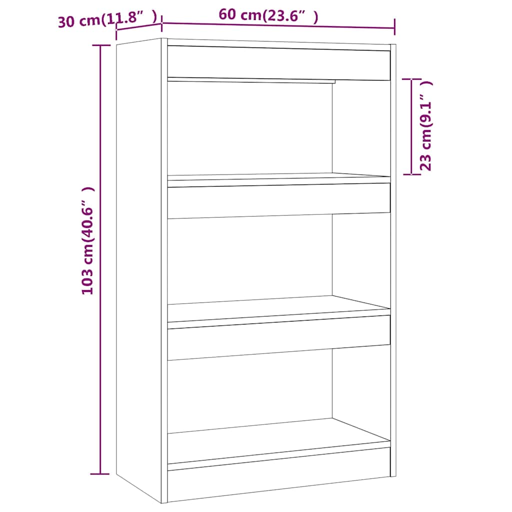 vidaXL Boekenkast/kamerscherm 60x30x103 cm bewerkt hout wit