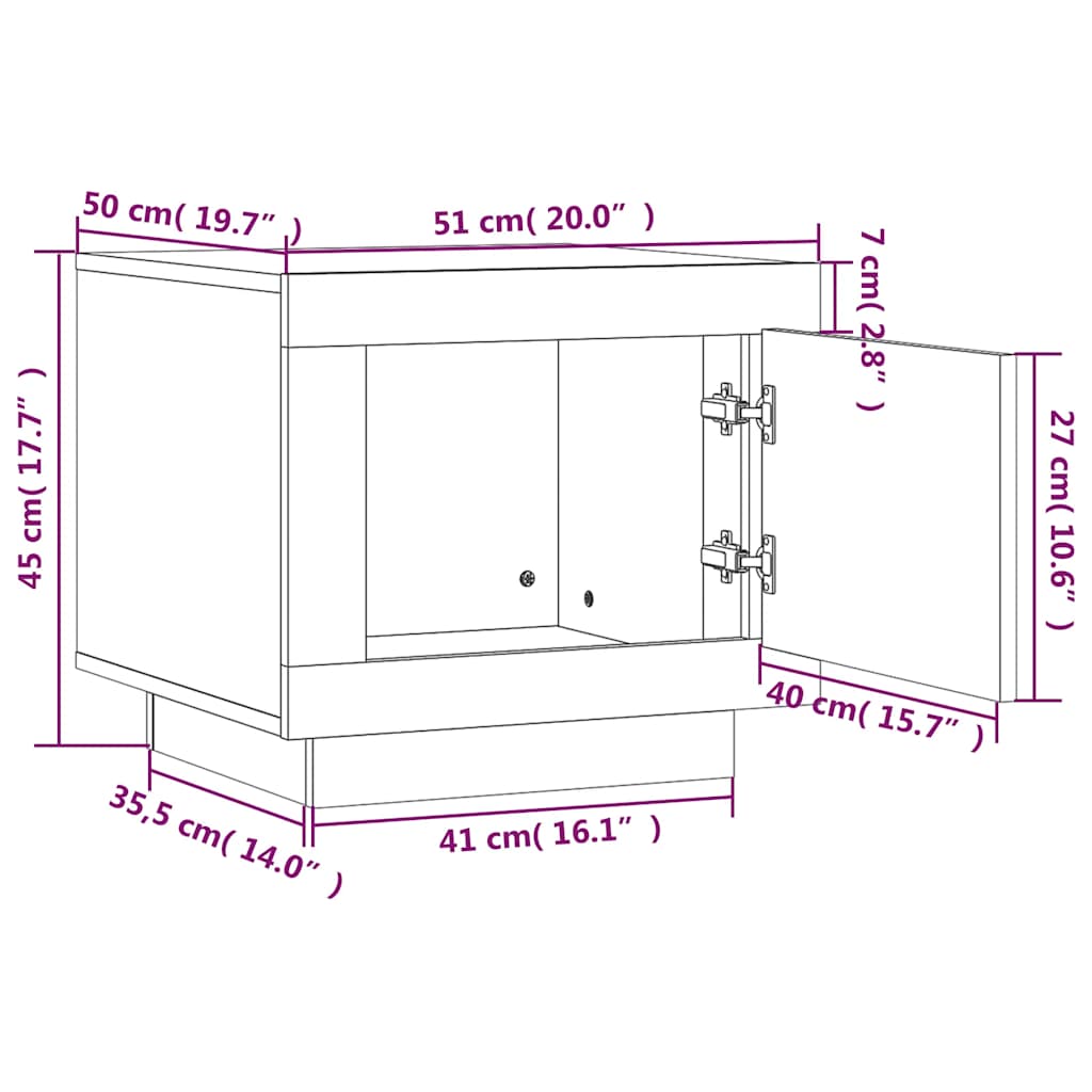 vidaXL Salontafel 51x50x45 cm bewerkt hout wit