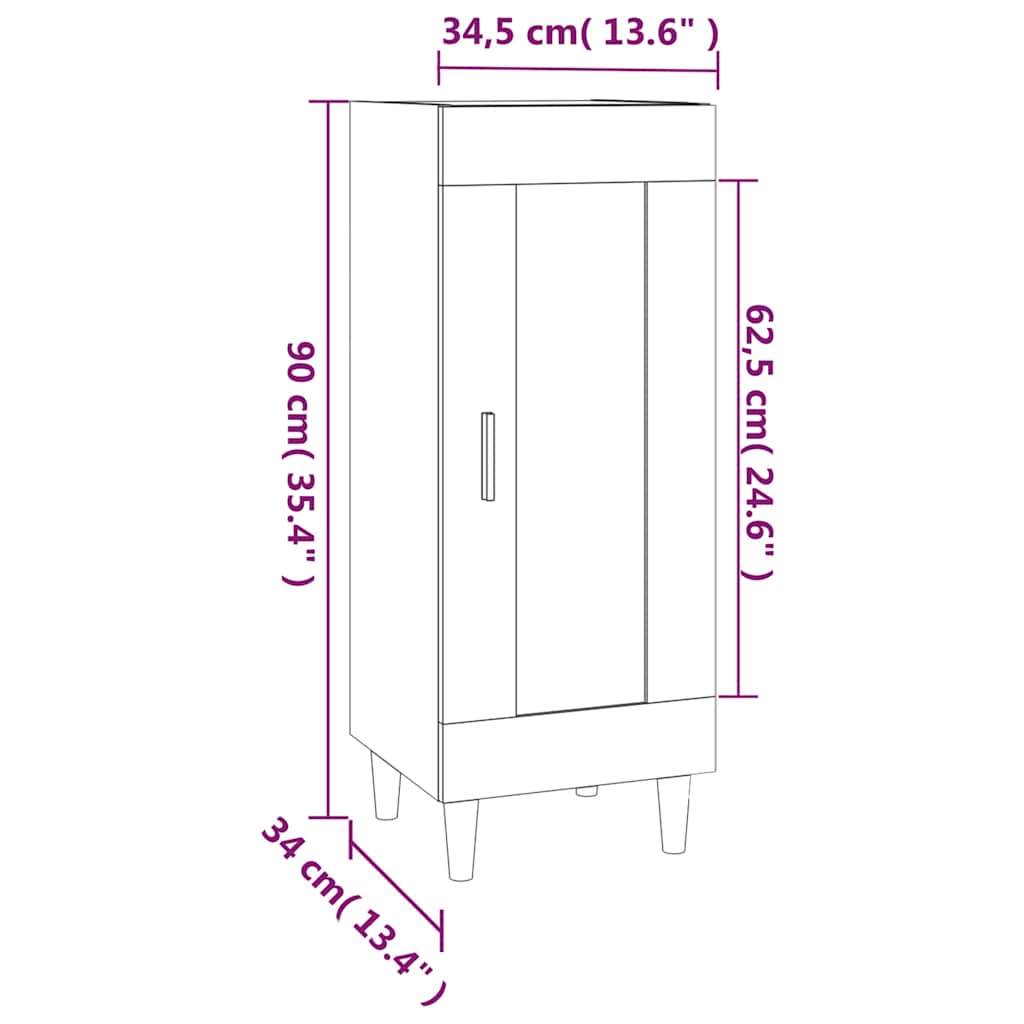 vidaXL Dressoir 34,5x34x90 cm bewerkt hout zwart