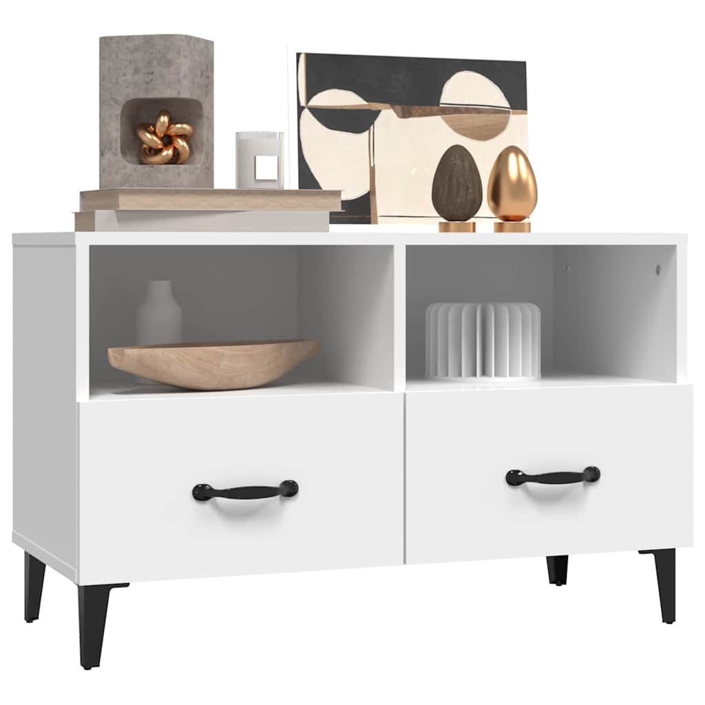 vidaXL Tv-meubel 80x36x50 cm bewerkt hout wit
