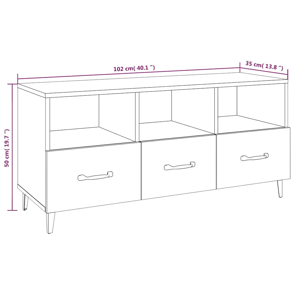 vidaXL Tv-meubel 102x35x50 cm bewerkt hout wit