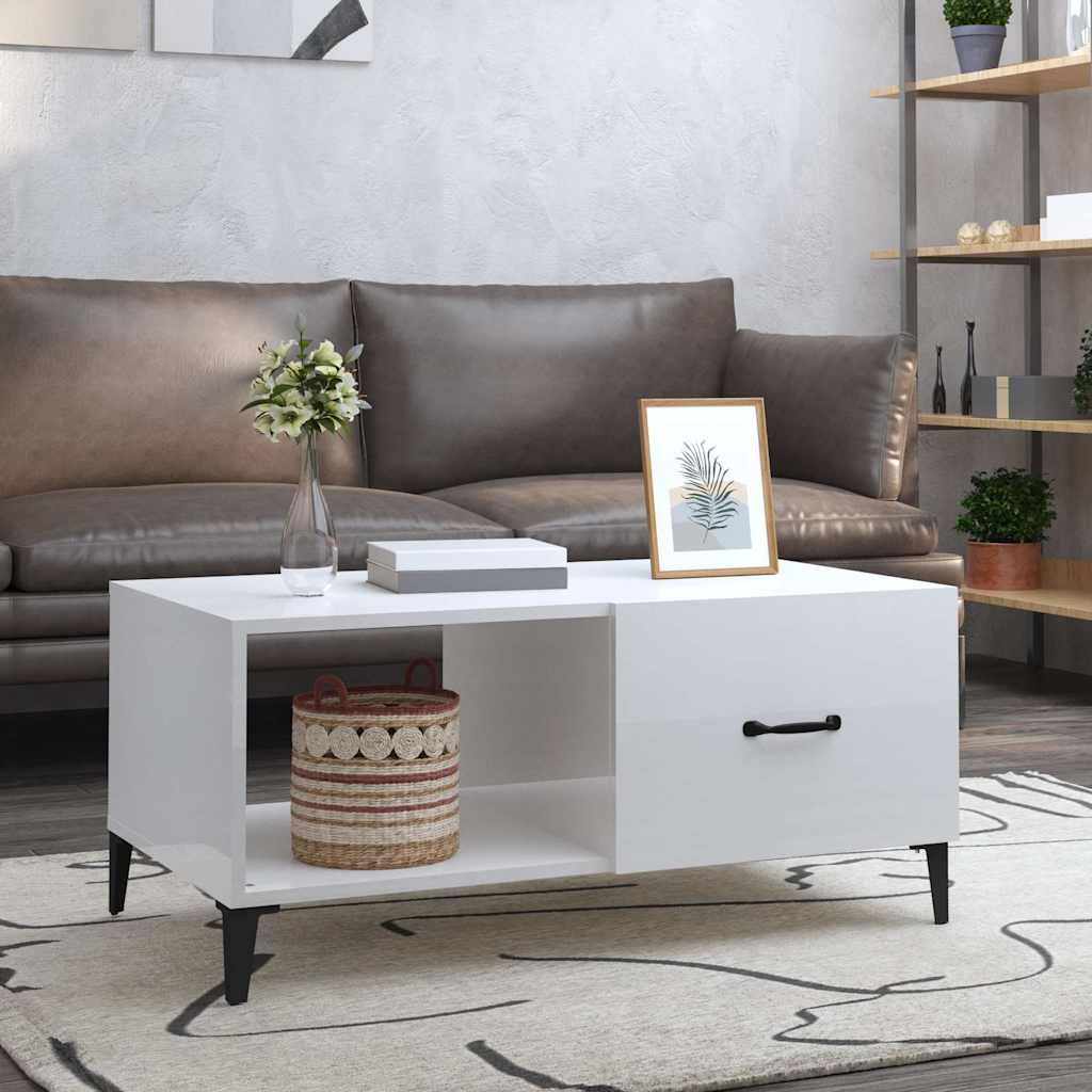 vidaXL Salontafel 90x50x40 cm bewerkt hout wit