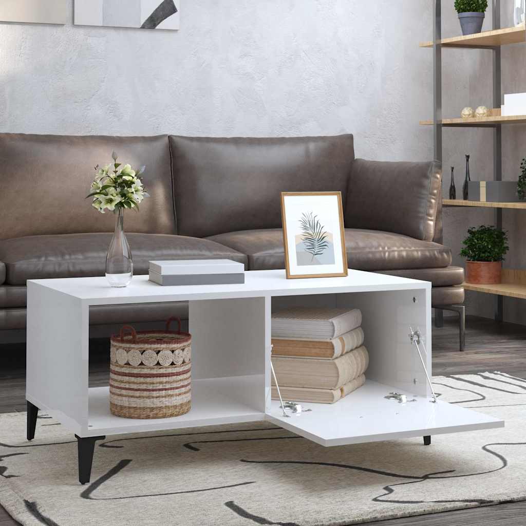 vidaXL Salontafel 90x50x40 cm bewerkt hout wit