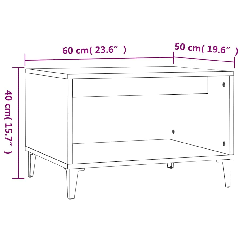 vidaXL Salontafel 60x50x40 cm bewerkt hout wit