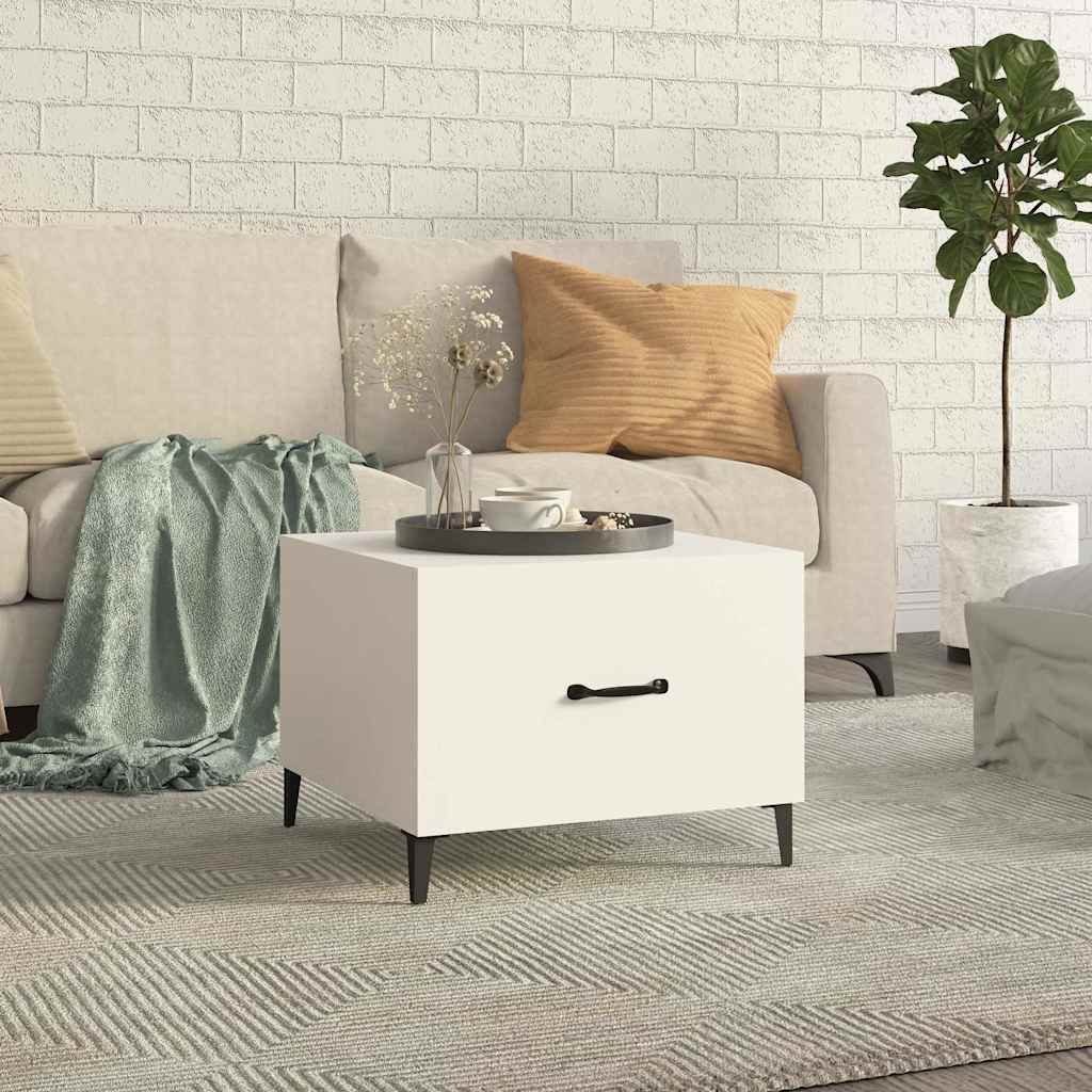 vidaXL Coffee Table with Metal Legs 50x50x40 cm White